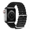 Dux Ducis Apple Watch Series 9 45mm pótszíj (egyedi méret, szilikon, állítható, hullám minta) fekete