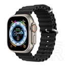 Dux Ducis Apple Watch Series 9 45mm pótszíj (egyedi méret, szilikon, állítható, hullám minta) fekete