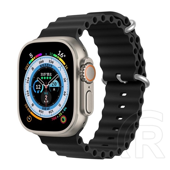 Dux Ducis Apple Watch Series 9 45mm pótszíj (egyedi méret, szilikon, állítható, hullám minta) fekete