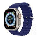 Dux Ducis Apple Watch Series 9 45mm pótszíj (egyedi méret, szilikon, állítható, hullám minta) sötétkék