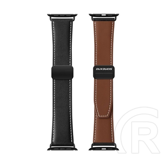 Dux Ducis Apple Watch Ultra 2 49mm ya pótszíj (egyedi méret, valódi bőr, mágneses) fekete