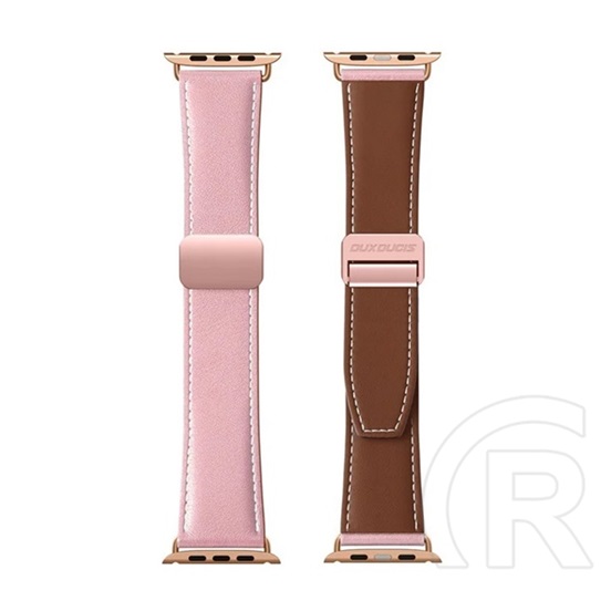 Dux Ducis Apple Watch Ultra 2 49mm ya pótszíj (egyedi méret, valódi bőr, mágneses) rózsaszín