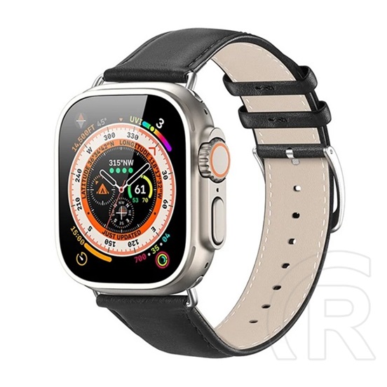 Dux Ducis Apple Watch Ultra 2 49mm ys pótszíj (egyedi méret, valódi bőr, állítható) fekete
