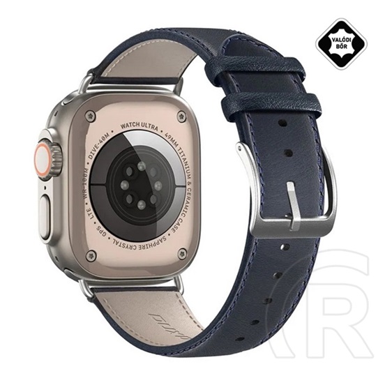 Dux Ducis Apple Watch Ultra 2 49mm ys pótszíj (egyedi méret, valódi bőr, állítható) sötétkék