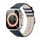 Dux Ducis Apple Watch Ultra 2 49mm ys pótszíj (egyedi méret, valódi bőr, állítható) sötétkék