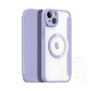Dux Ducis Apple iPhone 15 skin x pro tok álló, bőr hatású (flip, oldalra nyíló, vezeték nélküli töltés, magsafe) lila