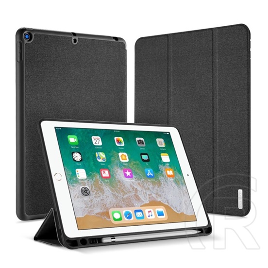 Dux Ducis Domo Apple IPAD 9.7 (2018) tok álló (aktív Flip, TRIFOLD Apple Pencil tartó, textil minta) fekete