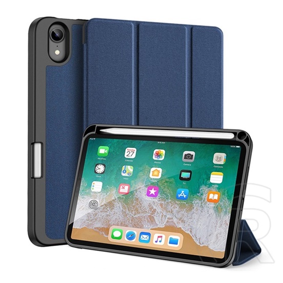 Dux Ducis Domo Apple IPAD mini 6 (2021) tok álló (aktív Flip, TRIFOLD Apple pencil tartó, textil minta) sötétkék