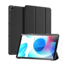 Dux Ducis Domo Realme Pad tok álló (aktív Flip, oldalra nyíló, TRIFOLD asztali tartó funkció, textil minta) fekete