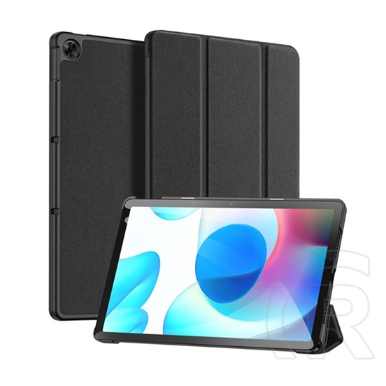 Dux Ducis Domo Realme Pad tok álló (aktív Flip, oldalra nyíló, TRIFOLD asztali tartó funkció, textil minta) fekete