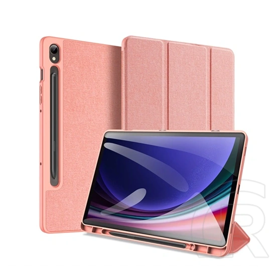 Dux Ducis Domo bőrhatású tablet tok (aktív flip, oldalra nyíló, trifold, asztali tartó, ceruzatartó, prémium, rózsaszín)