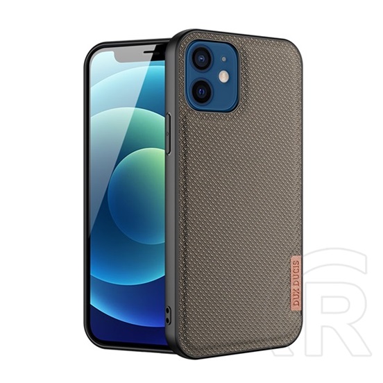 Dux Ducis Fino Apple iPhone 12 mini szilikon telefonvédő (műanyag belső, közepesen ütésálló, rács minta) barna