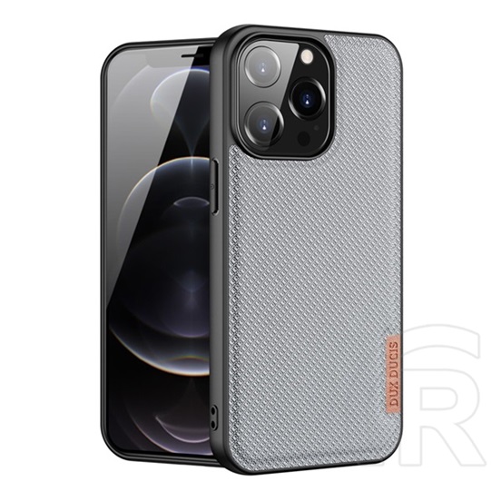 Dux Ducis Fino Apple iPhone 13 Pro szilikon telefonvédő (műanyag belső, közepesen ütésálló, rács minta) szürke