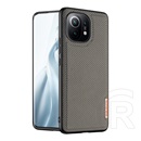 Dux Ducis Fino Xiaomi Mi 11 5G szilikon telefonvédő (műanyag belső, közepesen ütésálló, rács minta) barna