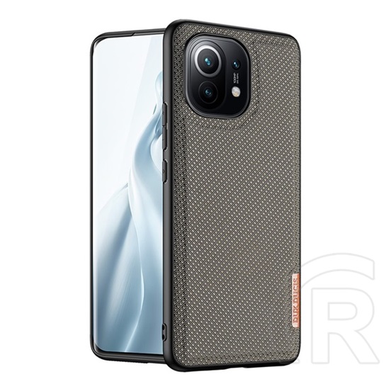 Dux Ducis Fino Xiaomi Mi 11 5G szilikon telefonvédő (műanyag belső, közepesen ütésálló, rács minta) barna