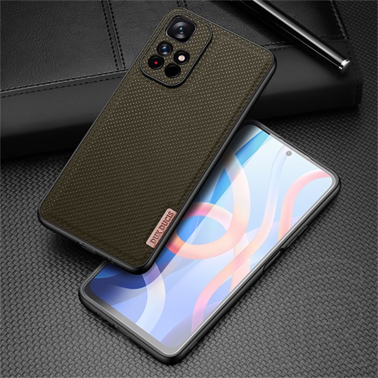 Dux Ducis Fino Xiaomi Poco M4 Pro 5G szilikon telefonvédő (műanyag belső, közepesen ütésálló, rács minta) zöld