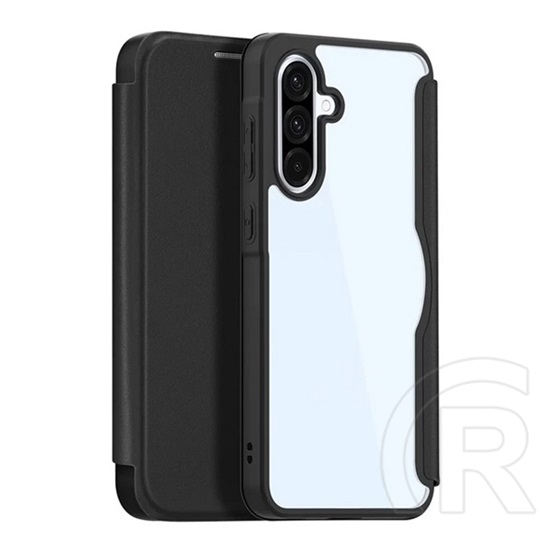 Dux Ducis Samsung Galaxy A56 5G (SM-A566)  skin x pro tok álló, bőr hatású (flip, oldalra nyíló, rfid, magsafe) fekete