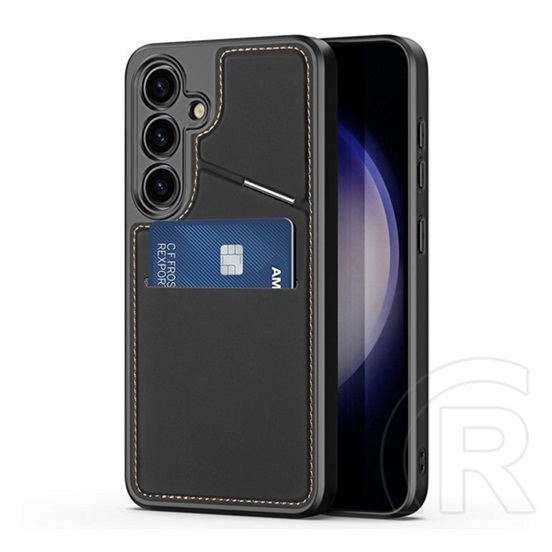 Dux Ducis Samsung Galaxy S24 (SM-S921) rafi ii mag szilikon telefonvédő (kitámasztó, kártyazseb, rfid, magsafe) fekete