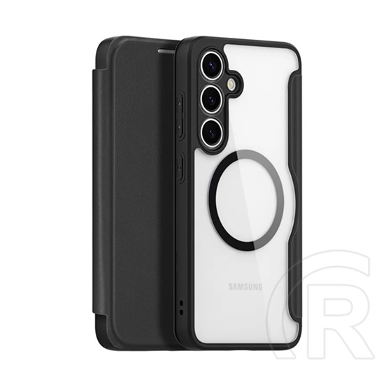 Dux Ducis Samsung Galaxy S25 Plus (SM-S936) skin x pro tok álló, bőr hatású (flip, oldalra nyíló, rfid, magsafe) fekete