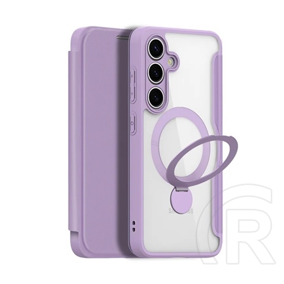 Dux Ducis Samsung Galaxy S25 Plus (SM-S936) skin x pro tok álló, bőr hatású (flip, rfid, kitámasztó, magsafe) lila