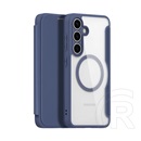 Dux Ducis Samsung Galaxy S25 Plus (SM-S936) skin x pro tok álló, bőr hatású (flip, rfid, magsafe) sötétkék
