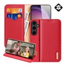 Dux Ducis Samsung Galaxy S25 (SM-S931) hivo tok álló, valódi bőr (flip, asztali tartó, kártyazseb, rfid) piros