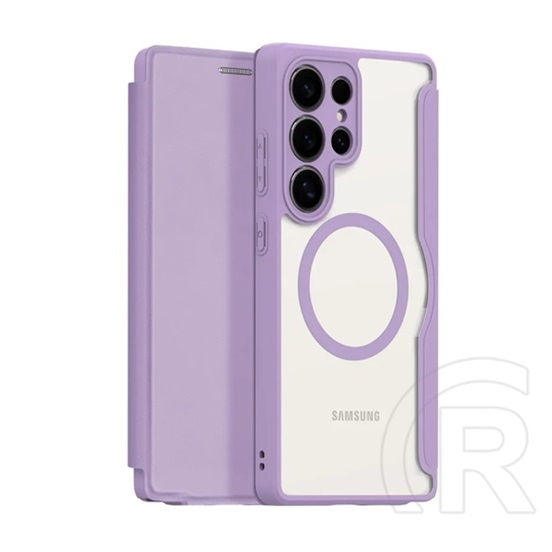 Dux Ducis Samsung Galaxy S25 Ultra (SM-S938) skin x pro tok álló, bőr hatású (flip, oldalra nyíló, rfid, magsafe) lila