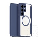 Dux Ducis Samsung Galaxy S25 Ultra (SM-S938) skin x pro tok álló, bőr hatású (flip, rfid, magsafe) sötétkék