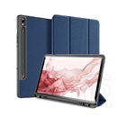 Dux Ducis Samsung Galaxy Tab S9 LTE (SM-X716) domo tok álló, (aktív flip, trifold, s pen tartó, textil minta) sötétkék