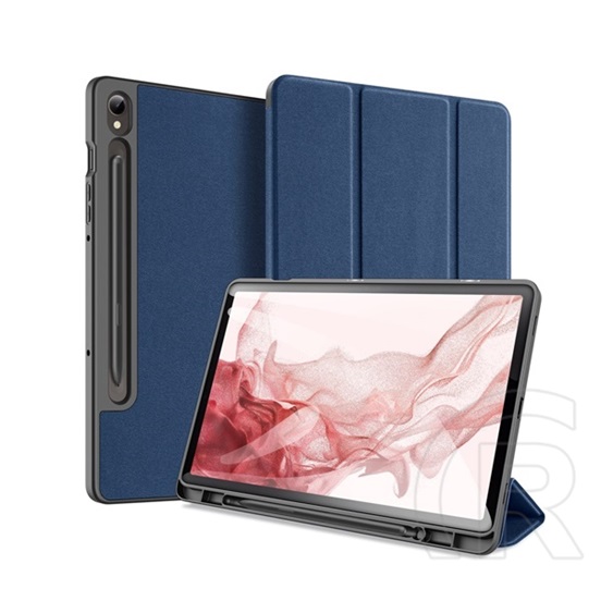 Dux Ducis Samsung Galaxy Tab S9 LTE (SM-X716) domo tok álló, (aktív flip, trifold, s pen tartó, textil minta) sötétkék