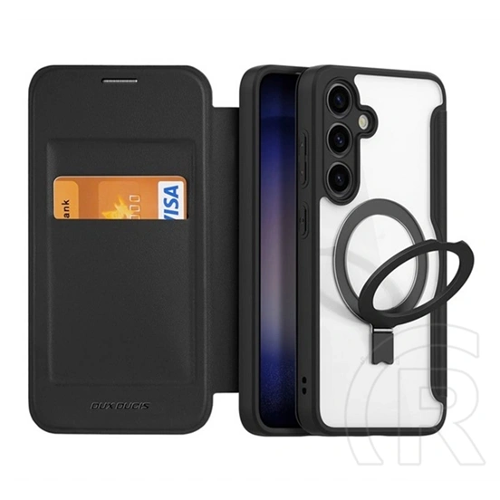 Dux Ducis Skin X Pro tok (álló, bőr hatású, oldalra nyíló, RFID, kitámasztó, magsafe, fekete)