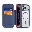 Dux Ducis iPhone 18 Pro  skin x pro open ring tok álló, bőr hatású (flip, oldalra nyíló, rfid, magsafe) sötétkék