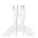 Dux Ducis K-V adat- és töltőkábel (USB-C dugó / Lightning 8 pin dugó, 20W/2.4A, 1 m, fehér)