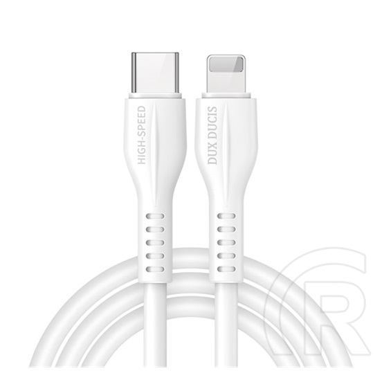 Dux Ducis K-V adat- és töltőkábel (USB-C dugó / Lightning 8 pin dugó, 20W/2.4A, 1 m, fehér)