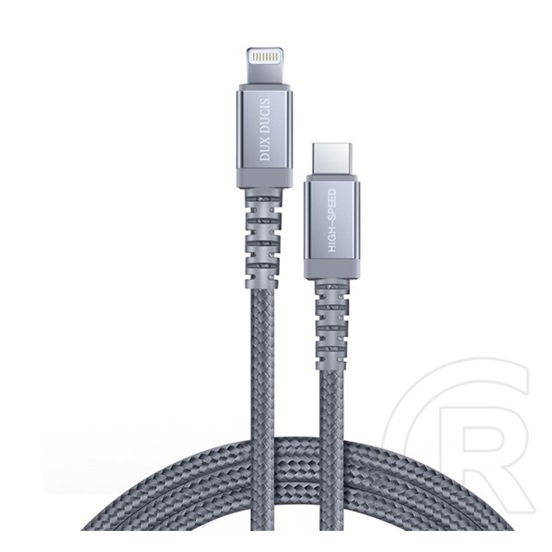 Dux Ducis X2 adat- és töltőkábel (USB-C dugó / Lightning 8 pin dugó, 2A, 1 m, szürke)