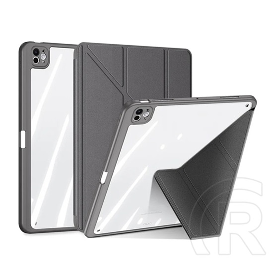 Dux ducis Apple IPAD Pro 11 (2024) magi origami tok álló, bőr hatású (flip, trifold, asztali tartó, ceruza tartó) szürke