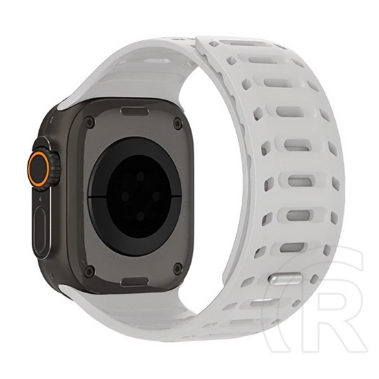 Dux ducis Apple Watch Series 10 46mm  cs pótszíj (egyedi méret, nagy, szilikon, lyukacsos, mágneses) sötétszürke