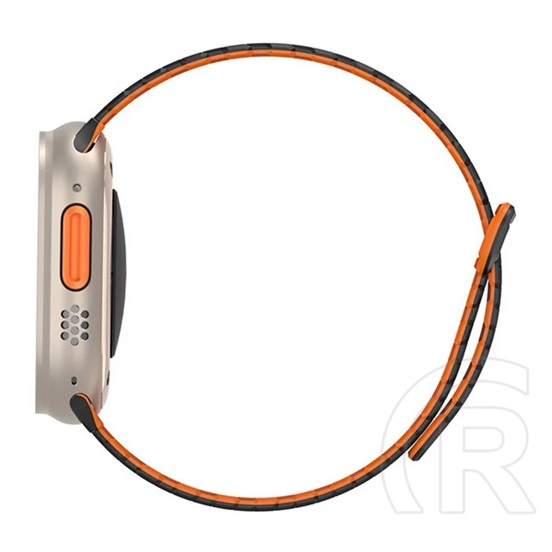 Dux ducis Apple Watch Series 10 46mm kj pótszíj (egyedi méret, nagy, szilikon, mágneses) fekete/narancssárga