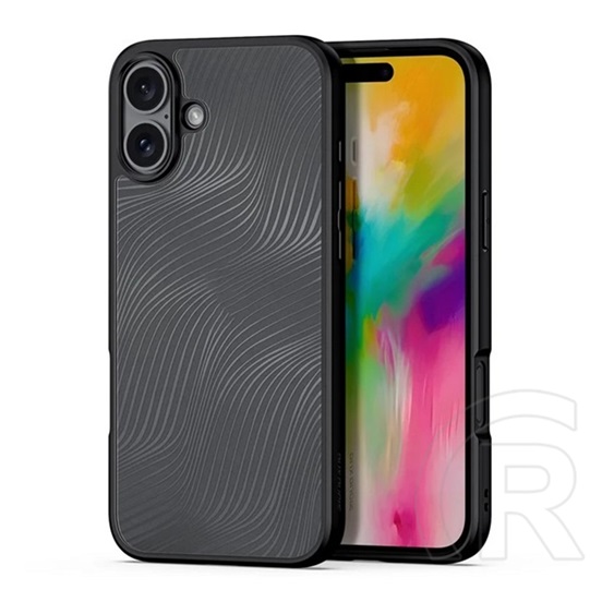 Dux ducis Apple iPhone 16 Plus aimo műanyag telefonvédő (ütésállóság, szilikon keret, kameravédő, matt, hullám) fekete