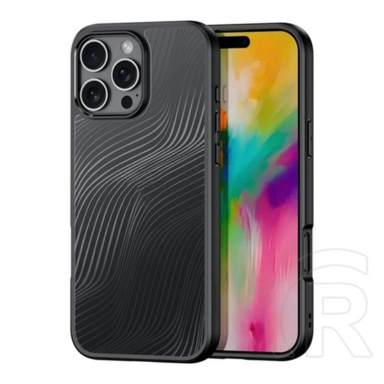 Dux ducis Apple iPhone 16 Pro aimo műanyag telefonvédő (ütésállóság, szilikon keret, kameravédő, matt, hullám) fekete