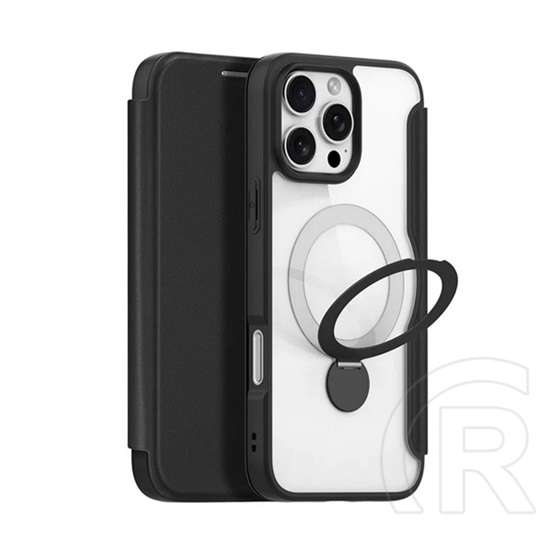 Dux ducis Apple iPhone 16 Pro skin x pro tok álló, bőr hatású (flip, oldalra nyíló, rfid, kitámasztó, magsafe) fekete