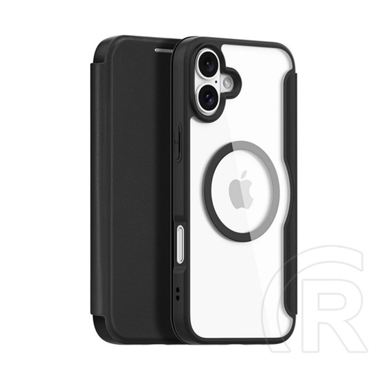 Dux ducis Apple iPhone 16 skin x pro tok álló, bőr hatású (flip, oldalra nyíló, rfid, magsafe) fekete