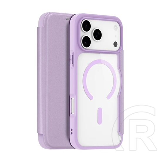 Dux ducis Apple iPhone 17 Pro skin x pro tok álló, bőr hatású (flip, oldalra nyíló, rfid, magsafe) lila