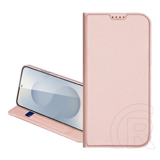 Dux ducis Samsung Galaxy S25 FE (SM-S731) skin pro tok álló, bőr hatású (flip, kártyazseb, asztali tartó) rózsaszín