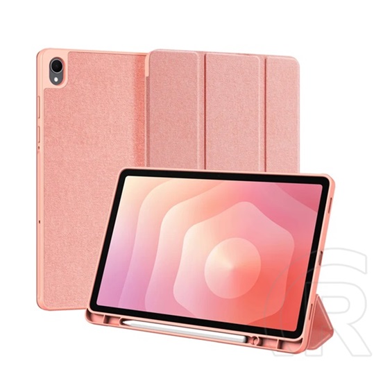 Dux ducis Samsung Galaxy Tab S11 5G (SM-X736B) domo tok álló, bőr hatású (flip, asztali tartó, ceruza tartó) rózsaszín