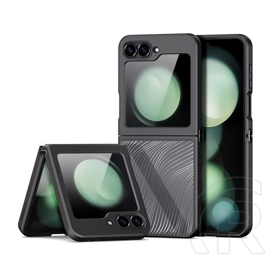 Dux ducis Samsung Galaxy Z Flip6 5G (SM-F741) aimo védő (ütésálló, szilikon keret, kameravédő, matt, hullám) fekete