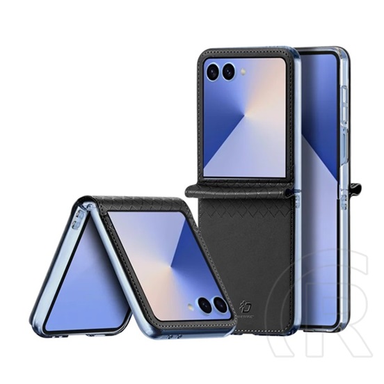 Dux ducis Samsung Galaxy Z Flip7 (SM-F766) Dux ducis bril műanyag védő (ütésállóság, bőr hatású hátlap, rombusz) fekete