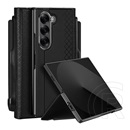 Dux ducis Samsung Galaxy Z Fold6 (SM-F956) bril védő (ütésálló, bőr hatású, asztali tartó, ceruzatartó, rombusz) fekete