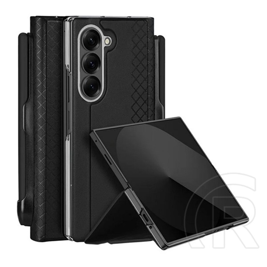 Dux ducis Samsung Galaxy Z Fold7 (SM-F966) bril (ütésálló, bőr hatás hátlap, asztali tartó, ceruzatartó, rombusz) fekete