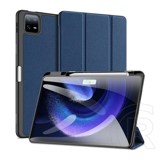 Dux ducis Xiaomi Pad 6 domo tok álló, bőr hatású (aktív flip, trifold, asztali tartó, ceruza tartó) sötétkék